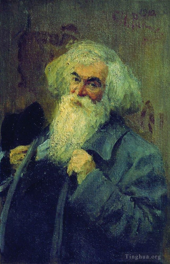 伊里亚·叶菲莫维奇·列宾 的油画作品 -  《作者,ieronim,yasinsky,的肖像,1910》