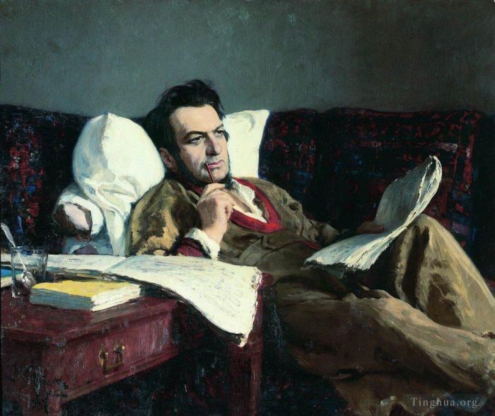 伊里亚·叶菲莫维奇·列宾 的油画作品 -  《作曲家米哈伊尔·格林卡的肖像,1887》