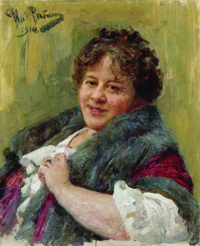 伊里亚·叶菲莫维奇·列宾 的油画作品 -  《作家,tl,shchepkina,kupernik,的肖像,1914》