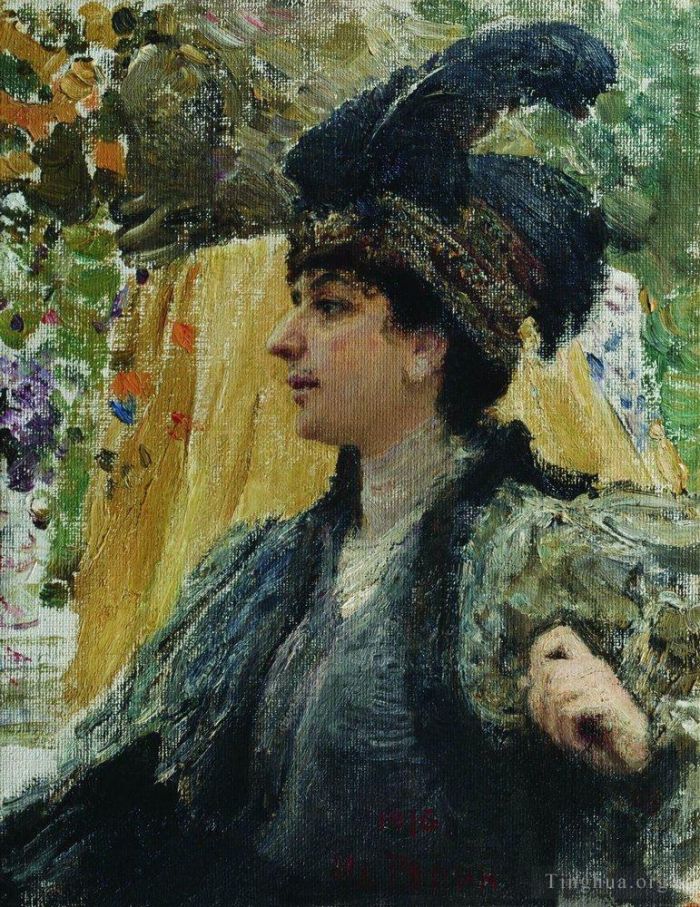 伊里亚·叶菲莫维奇·列宾 的油画作品 -  《vv,verevkina,的肖像,1916》