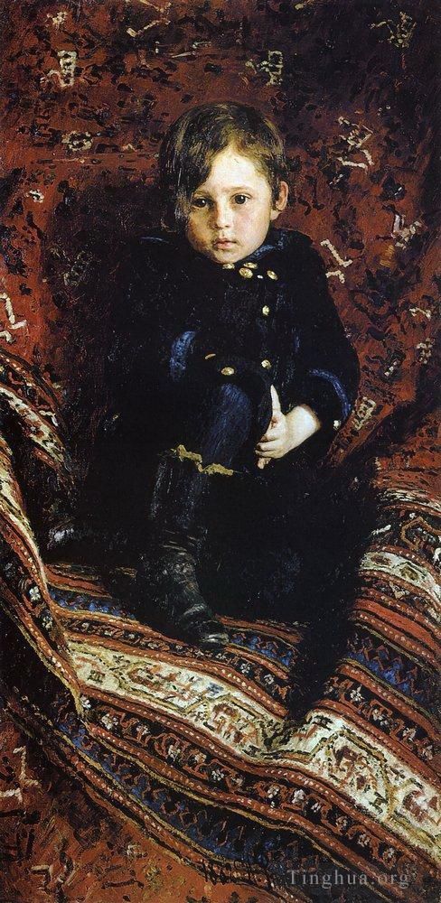 伊里亚·叶菲莫维奇·列宾 的油画作品 -  《艺术家儿子尤里列宾的肖像,1882》
