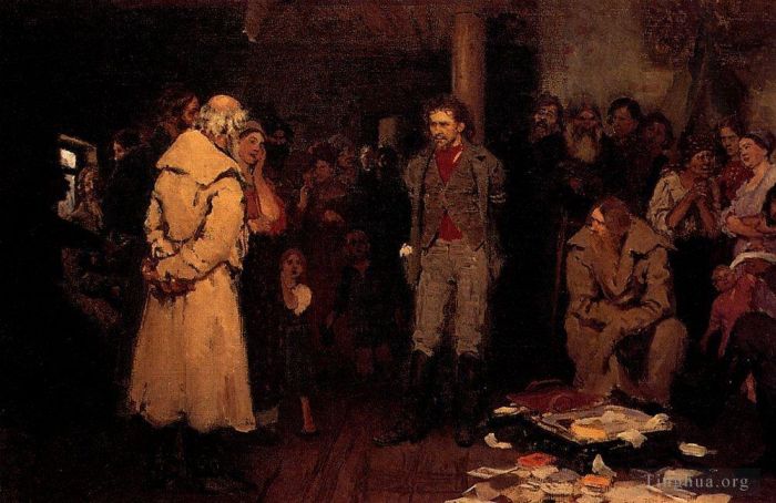 伊里亚·叶菲莫维奇·列宾 的油画作品 -  《逮捕一名宣传员,1878,年》