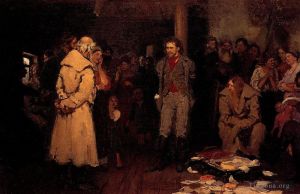 艺术家伊里亚·叶菲莫维奇·列宾作品《逮捕一名宣传员,1878,年》