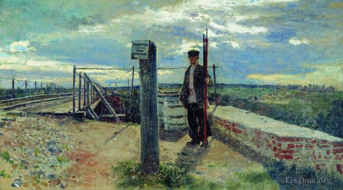 伊里亚·叶菲莫维奇·列宾 的油画作品 -  《铁路警卫霍特科沃,1882》