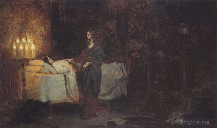 伊里亚·叶菲莫维奇·列宾 的油画作品 -  《抚养睚鲁女儿1871》