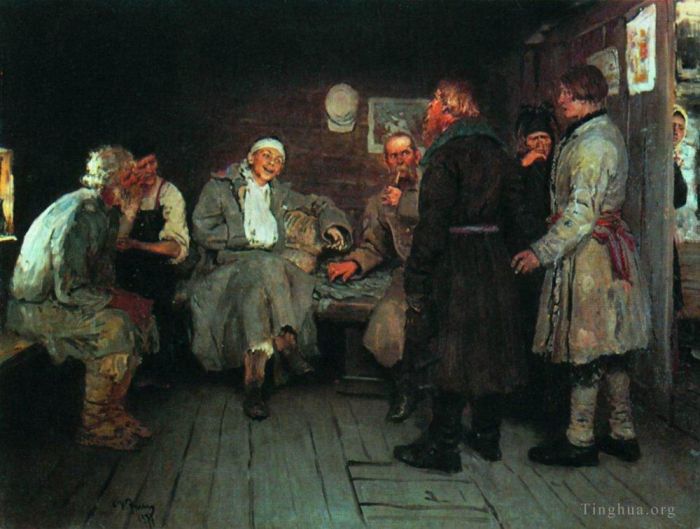 伊里亚·叶菲莫维奇·列宾 的油画作品 -  《1877年从战争中归来》