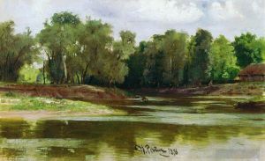 艺术家伊里亚·叶菲莫维奇·列宾作品《河岸,1876》
