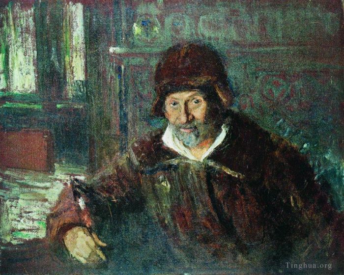 伊里亚·叶菲莫维奇·列宾 的油画作品 -  《自画像,1920》