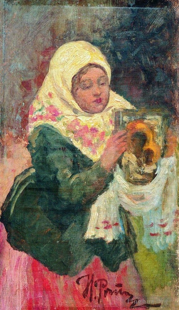 伊里亚·叶菲莫维奇·列宾 的油画作品 -  《库尔斯克省克雷斯特尼霍德游行绘画草图》