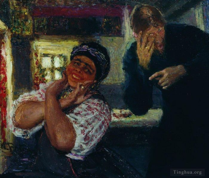伊里亚·叶菲莫维奇·列宾 的油画作品 -  《索洛卡与执事,1926》