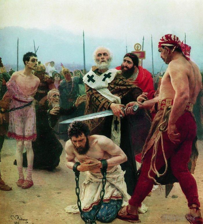 伊里亚·叶菲莫维奇·列宾 的油画作品 -  《圣尼古拉斯从死亡中拯救了三名无辜者,1888》