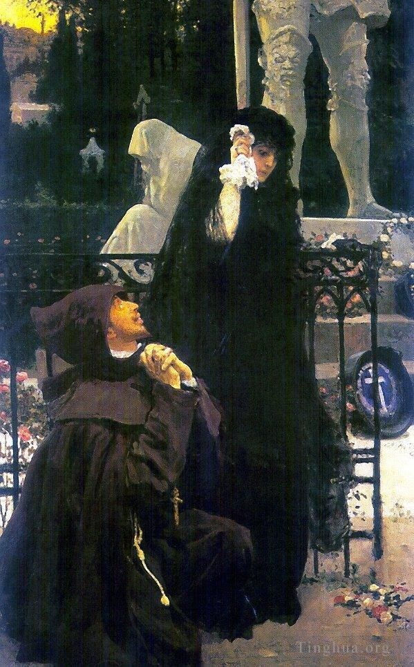 伊里亚·叶菲莫维奇·列宾 的油画作品 -  《石客唐璜与唐娜安娜,1885》