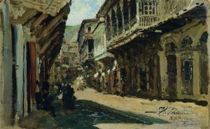 艺术家伊里亚·叶菲莫维奇·列宾作品《第比利斯街道,1881》