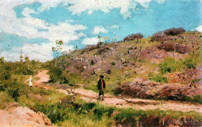伊里亚·叶菲莫维奇·列宾 的油画作品 -  《1915,年库尔斯克州夏季景观》