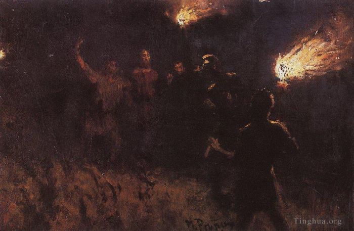 伊里亚·叶菲莫维奇·列宾 的油画作品 -  《拘留基督,1886》