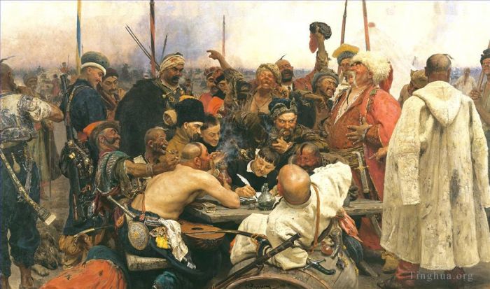 伊里亚·叶菲莫维奇·列宾 的油画作品 -  《扎波罗热的哥萨克答复奥斯曼帝国苏丹穆罕默德四世》