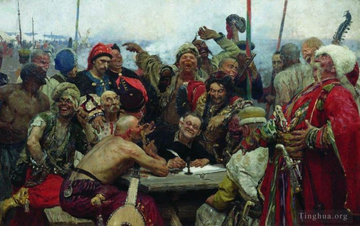 伊里亚·叶菲莫维奇·列宾 的油画作品 -  《哥萨克给土耳其苏丹的回信》
