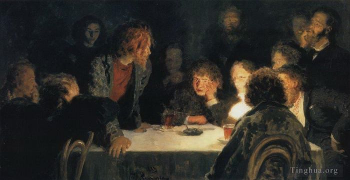 伊里亚·叶菲莫维奇·列宾 的油画作品 -  《1883年革命会议》