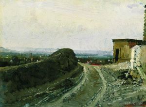 艺术家伊里亚·叶菲莫维奇·列宾作品《1876年巴黎蒙马特的道路》