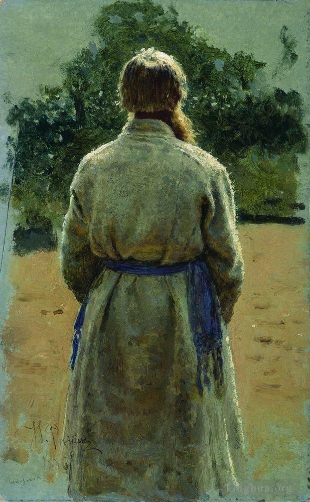 伊里亚·叶菲莫维奇·列宾 的油画作品 -  《被太阳照亮的后面的中士,1885》
