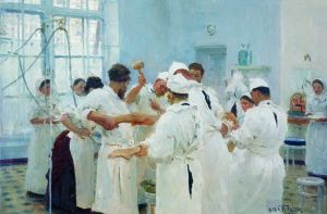 艺术家伊里亚·叶菲莫维奇·列宾作品《1888年手术室里的外科医生巴甫洛夫》