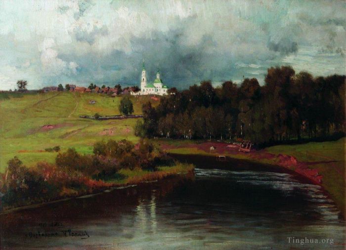 伊里亚·叶菲莫维奇·列宾 的油画作品 -  《瓦尔瓦里诺村景观,1878》