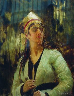 艺术家伊里亚·叶菲莫维奇·列宾作品《有匕首的女人》