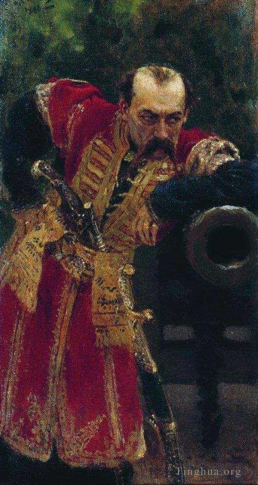 伊里亚·叶菲莫维奇·列宾 的油画作品 -  《扎波罗热上校,1880》