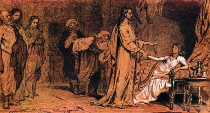伊里亚·叶菲莫维奇·列宾 的各类绘画作品 -  《睚鲁女儿的抚养1871》