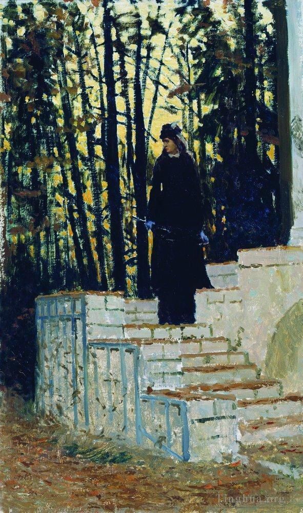 伊里亚·叶菲莫维奇·列宾 的各类绘画作品 -  《风景中的女性人物,1883》
