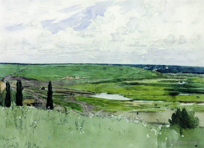 伊里亚·叶菲莫维奇·列宾 的各类绘画作品 -  《楚格沃附近的风景》