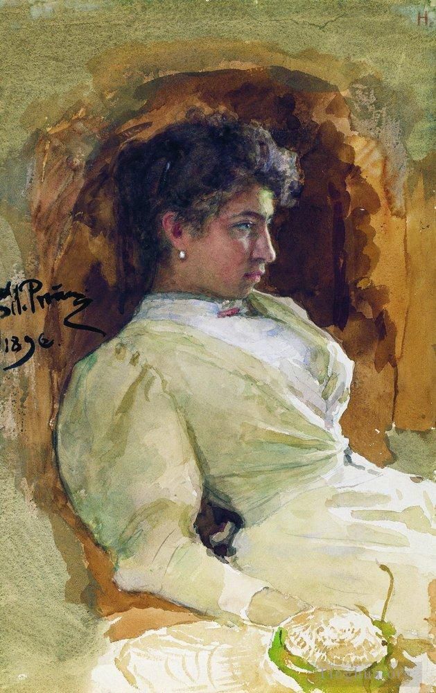 伊里亚·叶菲莫维奇·列宾 的各类绘画作品 -  《尼·雷皮纳肖像,1896》