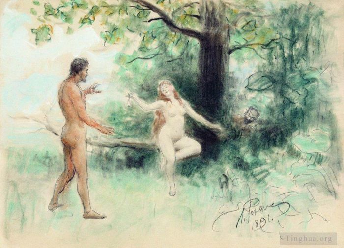 伊里亚·叶菲莫维奇·列宾 的各类绘画作品 -  《诱惑1891》