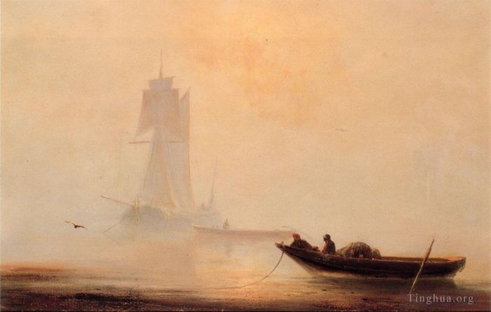 伊凡·康斯坦丁诺维奇·艾瓦佐夫斯基 的油画作品 -  《渔船在港口》