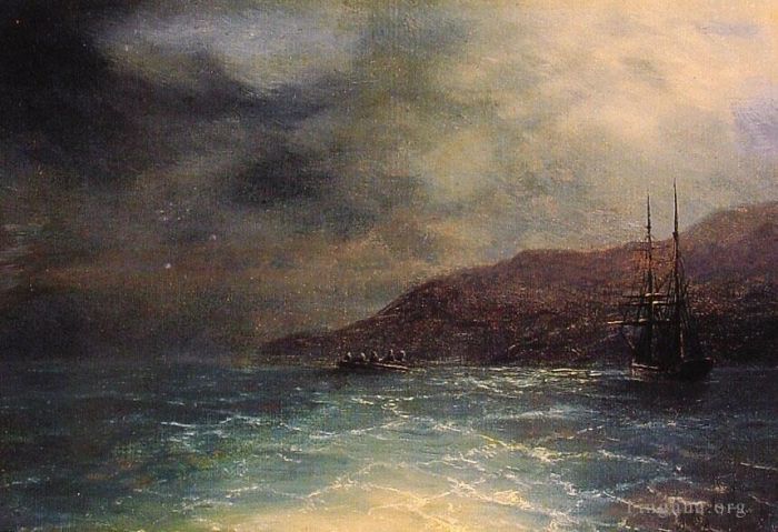 伊凡·康斯坦丁诺维奇·艾瓦佐夫斯基 的油画作品 -  《夜间航行海景》