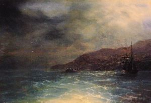 艺术家伊凡·康斯坦丁诺维奇·艾瓦佐夫斯基作品《夜间航行海景》