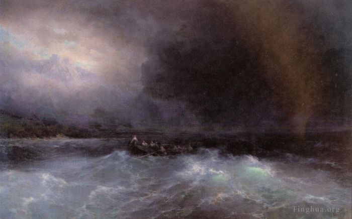 伊凡·康斯坦丁诺维奇·艾瓦佐夫斯基 的油画作品 -  《船在海上海景》