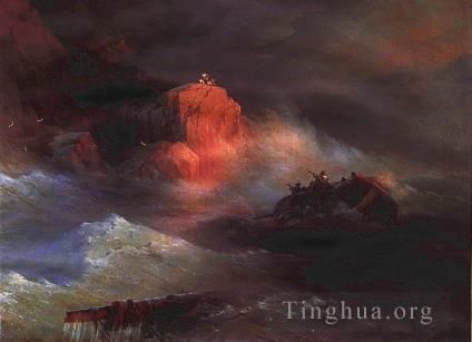 伊凡·康斯坦丁诺维奇·艾瓦佐夫斯基 的油画作品 -  《崩溃,1876IBI》