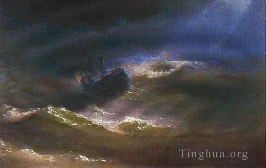 伊凡·康斯坦丁诺维奇·艾瓦佐夫斯基 的油画作品 -  《暴风雨中的玛丽亚,1892IBI,海景》