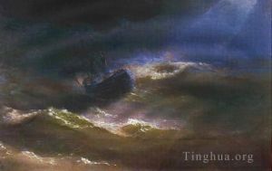 艺术家伊凡·康斯坦丁诺维奇·艾瓦佐夫斯基作品《暴风雨中的玛丽亚,1892IBI,海景》