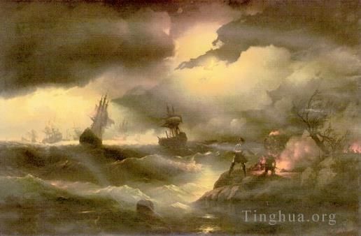 伊凡·康斯坦丁诺维奇·艾瓦佐夫斯基 的油画作品 -  《彼得1846IBI海景》