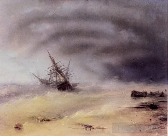 伊凡·康斯坦丁诺维奇·艾瓦佐夫斯基 的油画作品 -  《风暴1872IBI》
