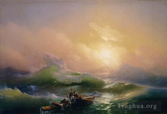 伊凡·康斯坦丁诺维奇·艾瓦佐夫斯基 的油画作品 -  《第九波IBI海景》