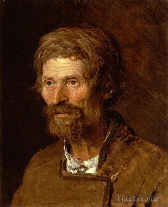 伊万·尼古拉耶维奇·克拉姆斯柯依 的油画作品 -  《乌克兰老农民的头》