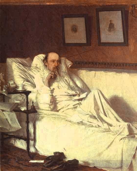 伊万·尼古拉耶维奇·克拉姆斯柯依 的油画作品 -  《尼古拉·涅克拉索夫在《最后之歌》时期》