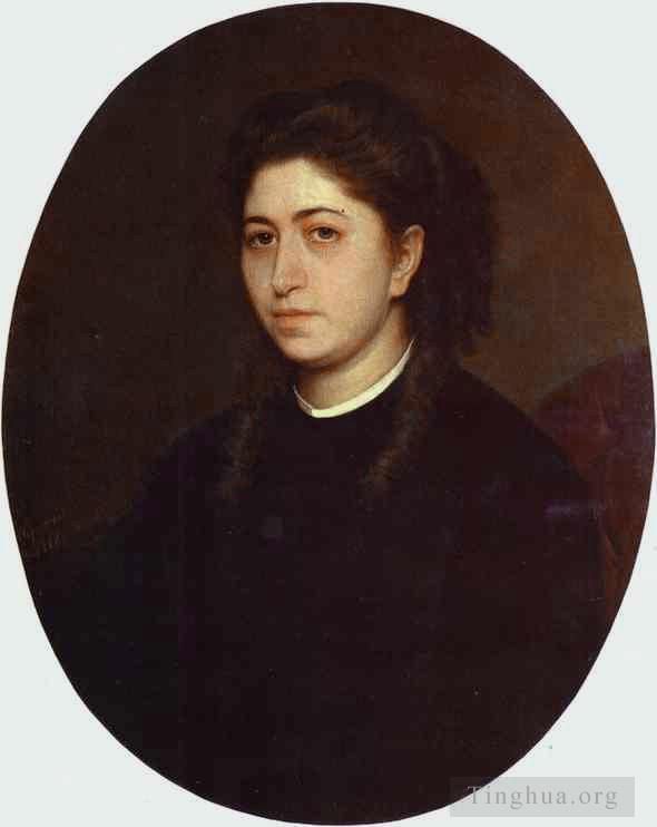伊万·尼古拉耶维奇·克拉姆斯柯依 的油画作品 -  《穿着黑色天鹅绒的年轻女子的肖像》