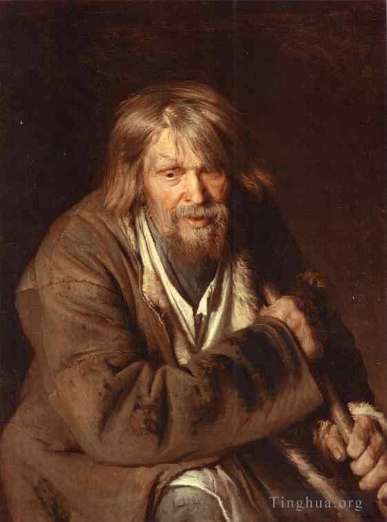 伊万·尼古拉耶维奇·克拉姆斯柯依 的油画作品 -  《老农民肖像》