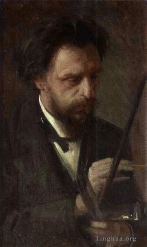 古董油画《Portrait of the Artist Grigory Myasoyedov》