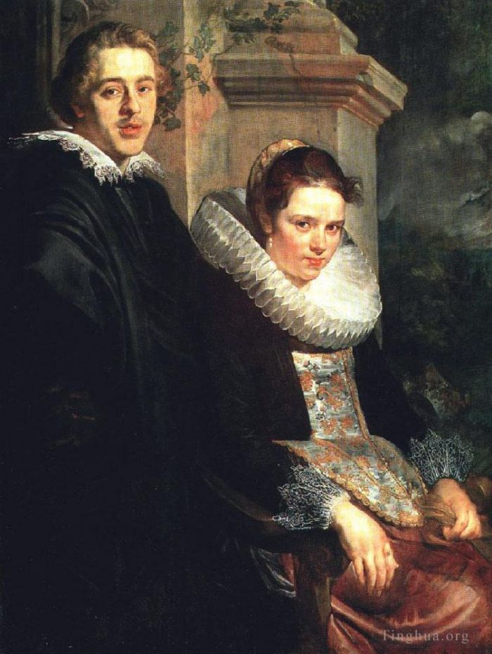 雅各布·乔登斯 的油画作品 -  《一对年轻已婚夫妇的肖像》