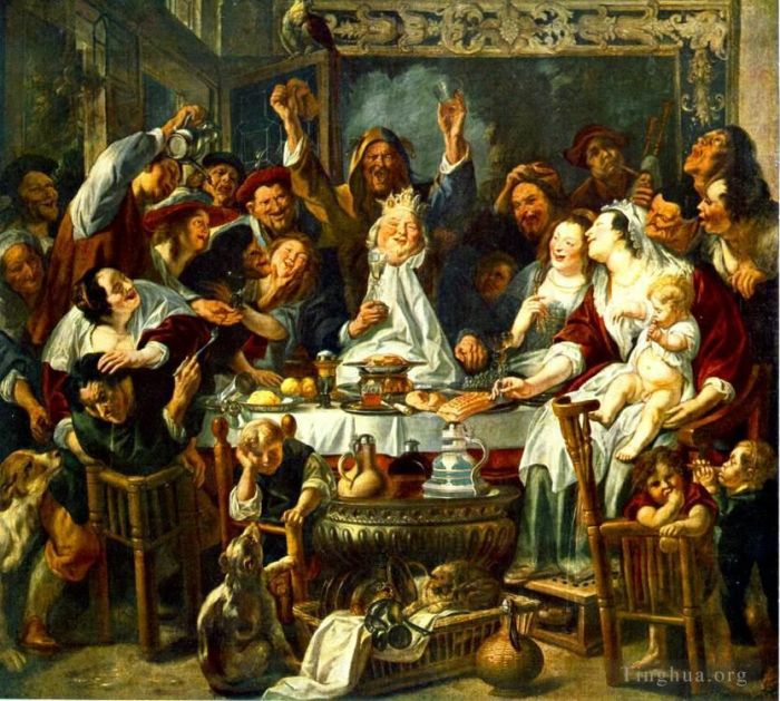 雅各布·乔登斯 的油画作品 -  《国王喝酒2》